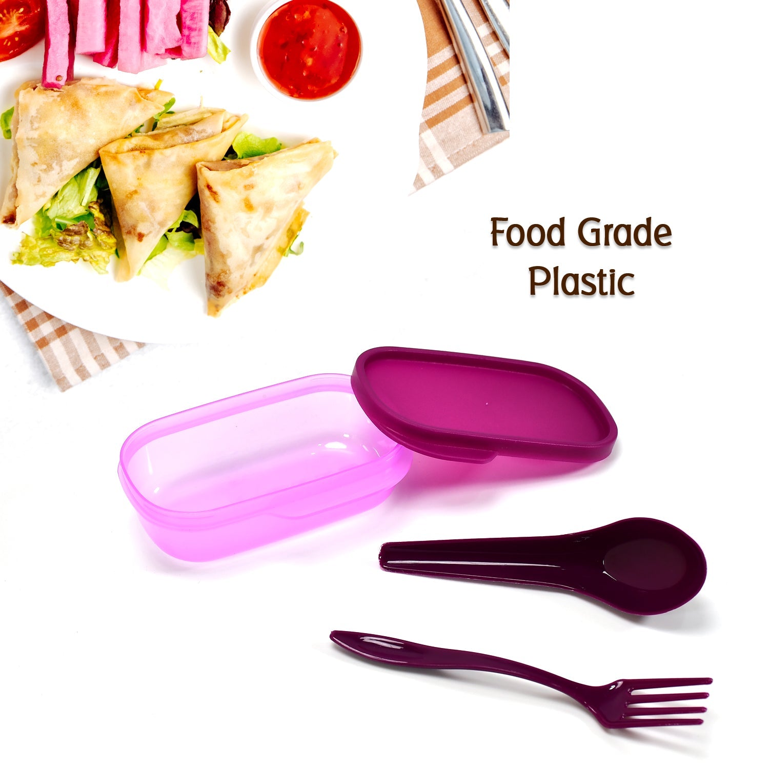 2453 Unbreakable Divine Leak Proof Plastic Lunch Box Food Grade Plastic BPA-Free 2 Containers with Spoon DeoDap 2453 Unbreakable Divine Leak Proof Plastic Lunch Box Food Grade Plastic BPA-Free 2 Containers with Spoon DeoDap